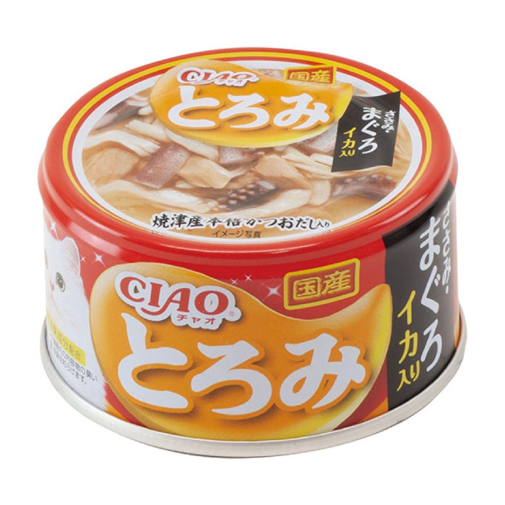 CIAO A-53 濃湯雞肉+吞拿魚+魷魚貓罐x6 85g