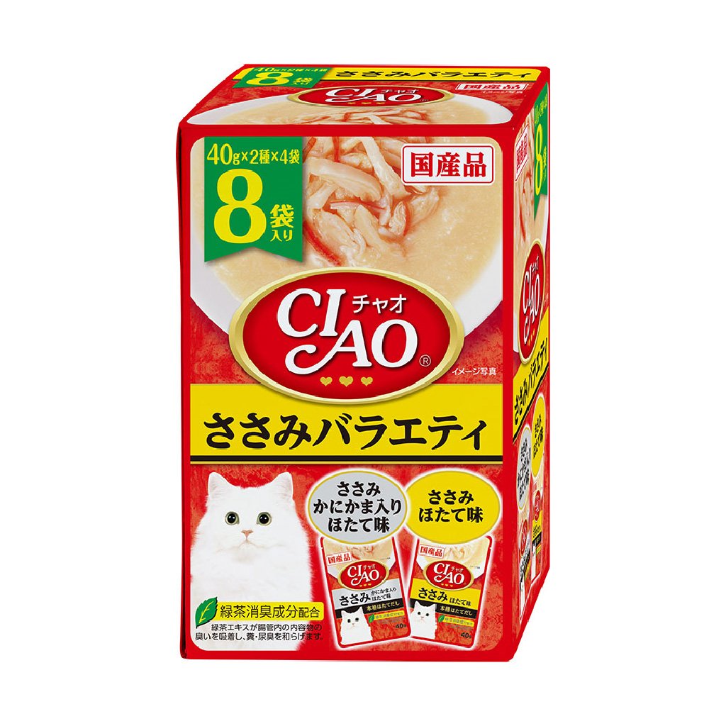 CIAO IC-406 雞肉+蟹&雞肉+帶子 貓軟包 (40g x8)