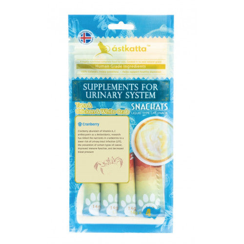 Astkatta Tuna & Chicken & White Crab Snackats 白鰹吞拿魚+新鮮走地雞肉+蟹肉營養肉泥 (14gx4) 深藍色