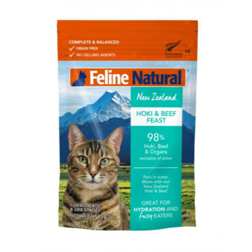 K9 F9 FELINE NATURAL 濕包 HOKI & BEEF FEAST POUCH 藍尖尾鱈魚牛肉盛宴 85G