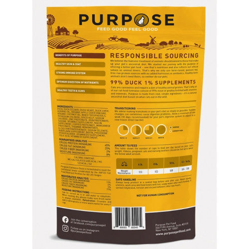 PURPOSE - CARNIVORE DUCK FREEZE-DRIED RAW CAT FOOD 凍乾鴨肉貓糧 9OZ(255G)
