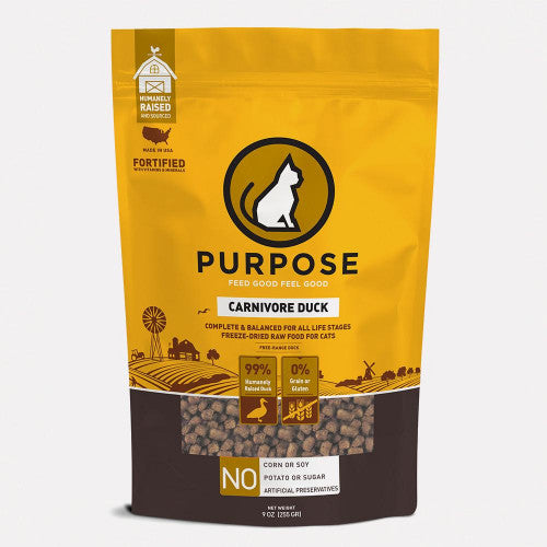 PURPOSE - CARNIVORE DUCK FREEZE-DRIED RAW CAT FOOD 凍乾鴨肉貓糧 9OZ(255G)