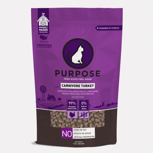 PURPOSE - CARNIVORE TURKEY FREEZE-DRIED RAW CAT FOOD 凍乾火雞肉貓糧 9OZ(255G)