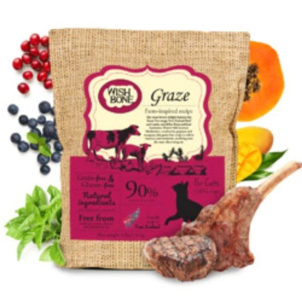 WISHBONE 威斯邦 - GRAZE 新西蘭無穀香草全貓糧 (草飼牛牛肉) 4lbs / 12lbs