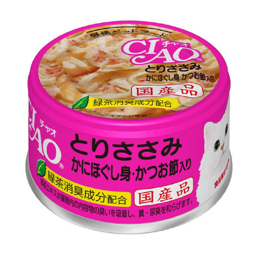 CIAO A-17 雞肉+蟹柳棒+木魚片貓罐 85g