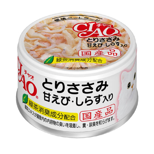 CIAO A-20 雞肉+甜蝦+白飯魚貓罐 85g