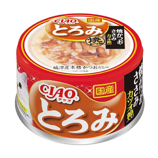 CIAO A-48 濃湯燒鰹魚+雞肉+鰹魚節貓罐 85g