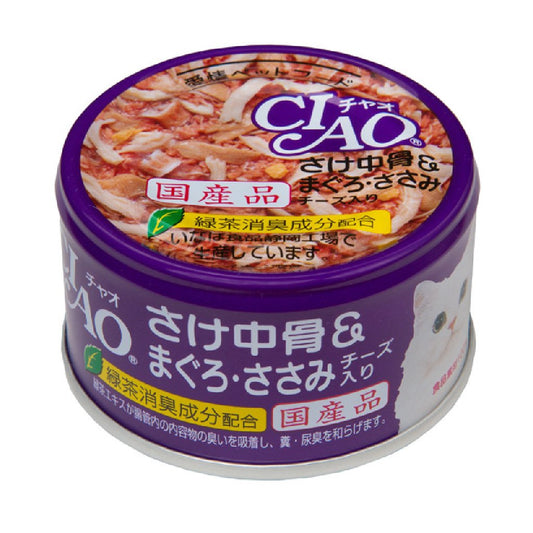 CIAO C-55 三文魚+吞拿魚+雞肉+芝士貓罐 85g