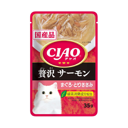 CIAO IC-313 奢華三文魚+吞拿魚+雞肉貓軟包 35g