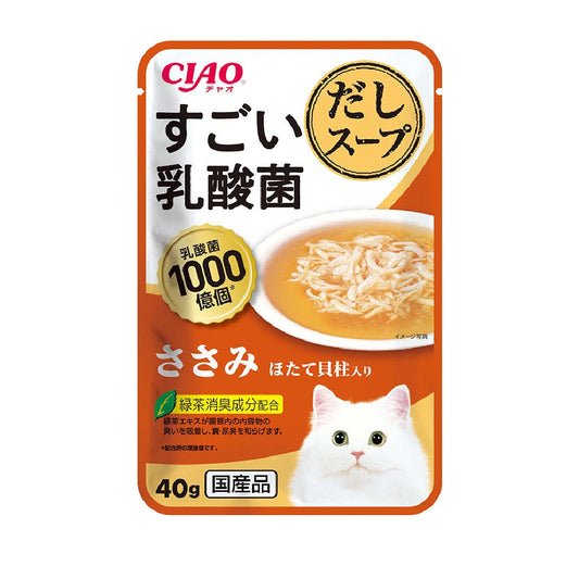 CIAO IC-443 [1000億個乳酸菌] 雞肉+帶子味貓軟包 40g