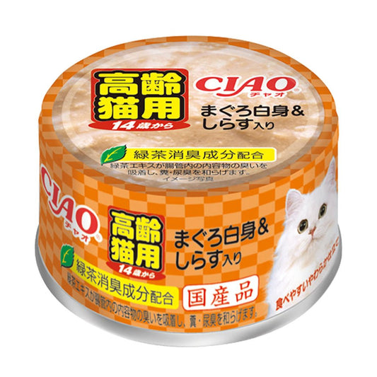 CIAO M-54 吞拿魚+白飯魚 (14歲高齡) 貓罐 75g
