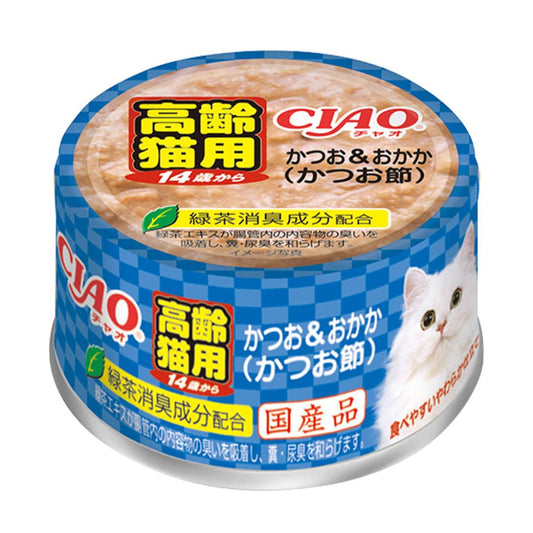 CIAO M-52 鰹魚+木魚片貓罐 (14歲起) 75g