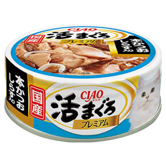 CIAO CC-62 [優等吞拿魚] 本鰹+白飯魚貓罐 70g