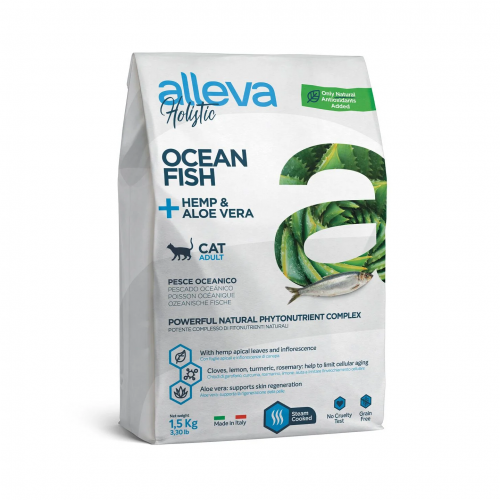 Alleva Holistic 意大利無穀物 草本呵護天然糧 Ocean Fish & Hemp & Aloe Vera 深海鮮魚+大麻籽+蘆薈 Adult Cat 成貓 1.5kg