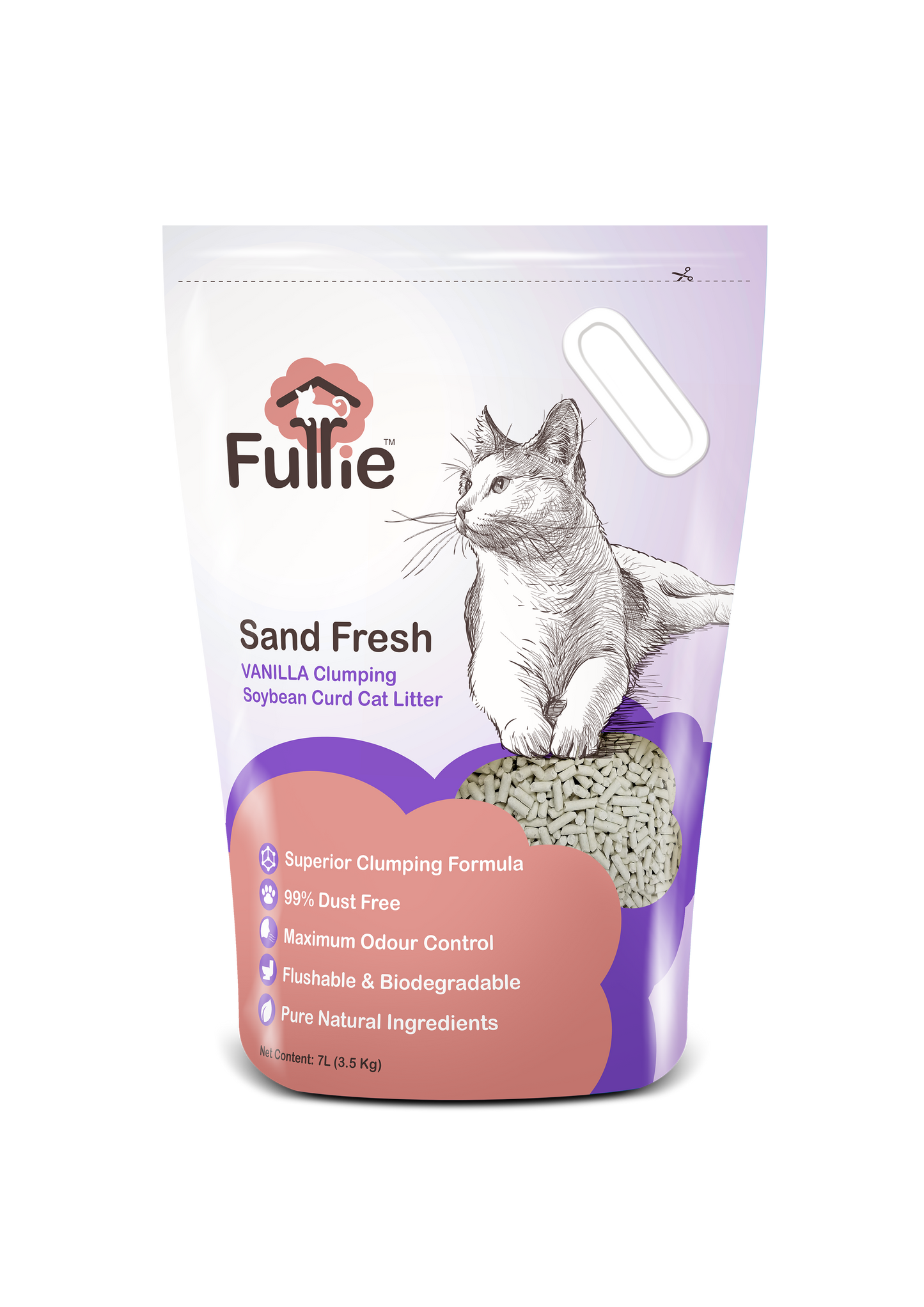 FurrieTM (芙莉爾) Sand Fresh  幼條狀天然豆腐粟米砂(雲呢拿味）7L