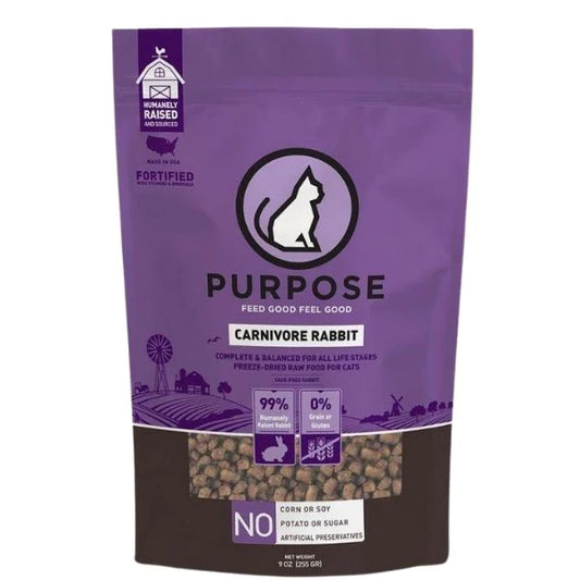 PURPOSE - CARNIVORE RABBIT FREEZE-DRIED RAW CAT FOOD 凍乾兔肉貓糧 9OZ(255G)