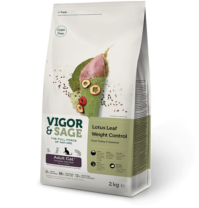 Vigor & Sage – Lotus Leaf Weight Control 火雞肉、荷葉減重配方[無穀物][成貓]2KG